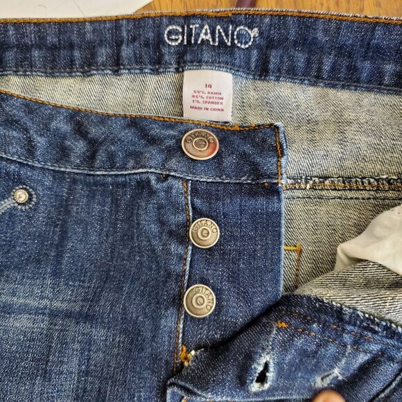 VTG Gitano Womens Size 14 Denim Bermuda Shorts Zippered Button Fly - Picture 7 of 13